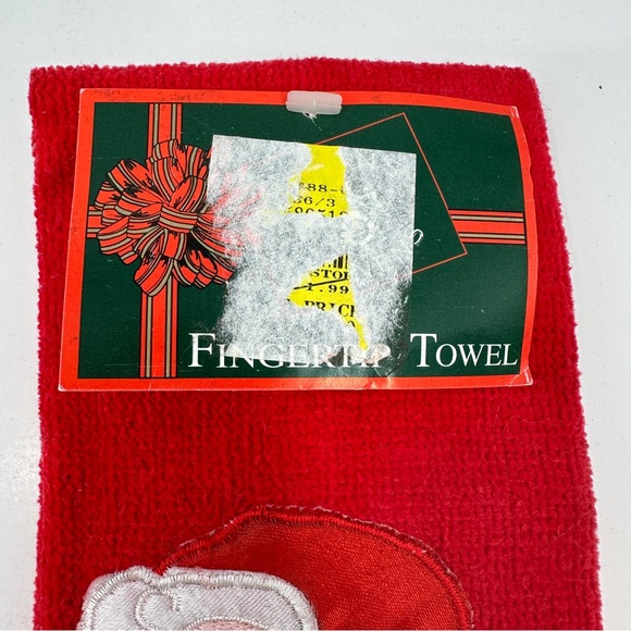 Vintage Sultan's Linens Fingertip Kitchen Bath Hand Towels Christmas Santa Red - Picture 9 of 9